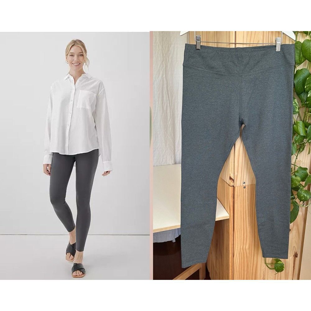 NWT Pact Organic Cotton PureFit Leggings Women's XL Dark Gray 28" Inseam